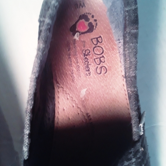 BOBS For Sketchers Grey Plaid Shoes - Picture 7 of 9